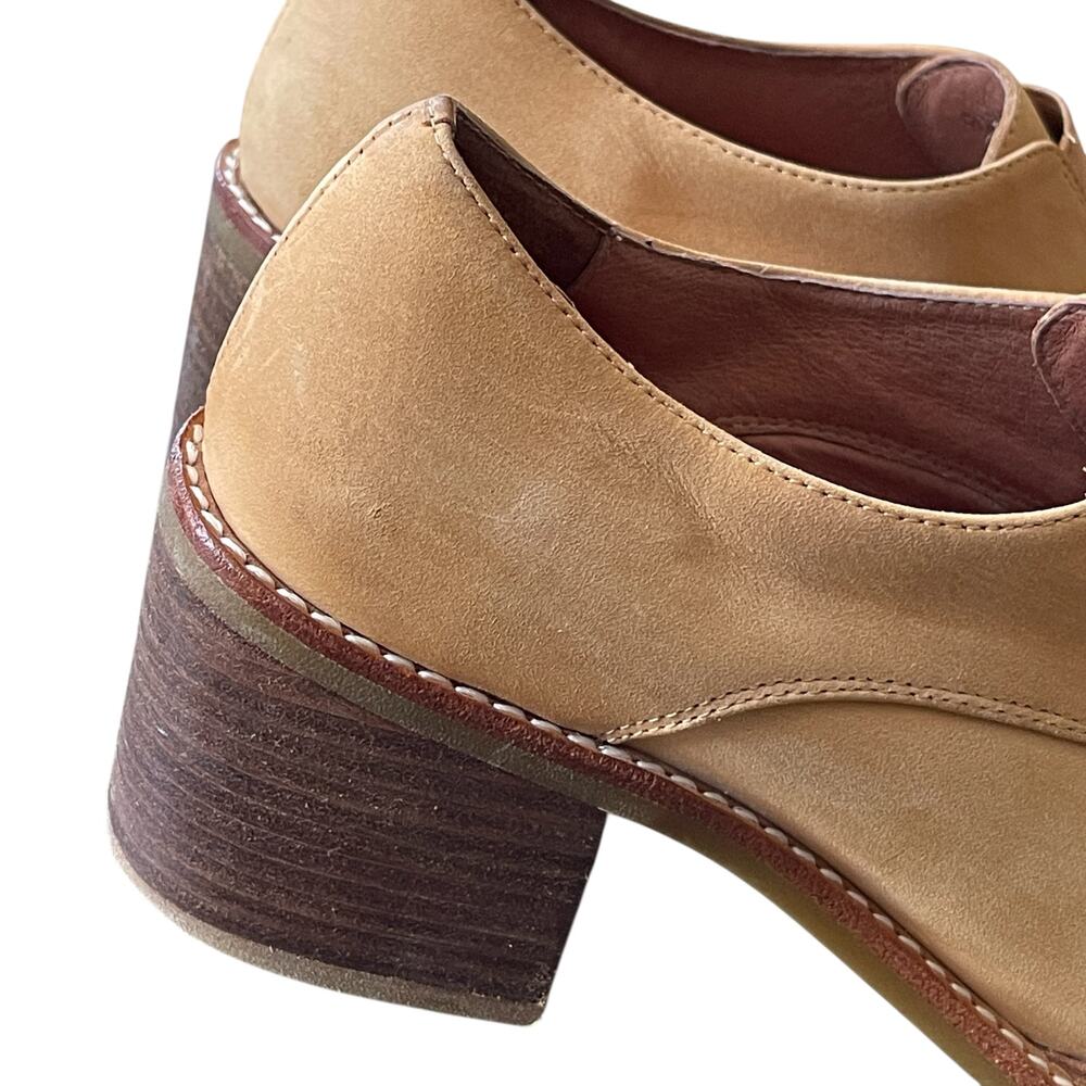 Free People x Jeffrey Campbell Ardent Tan Leather Block Heel Loafer Size 7.5 - Picture 5 of 10